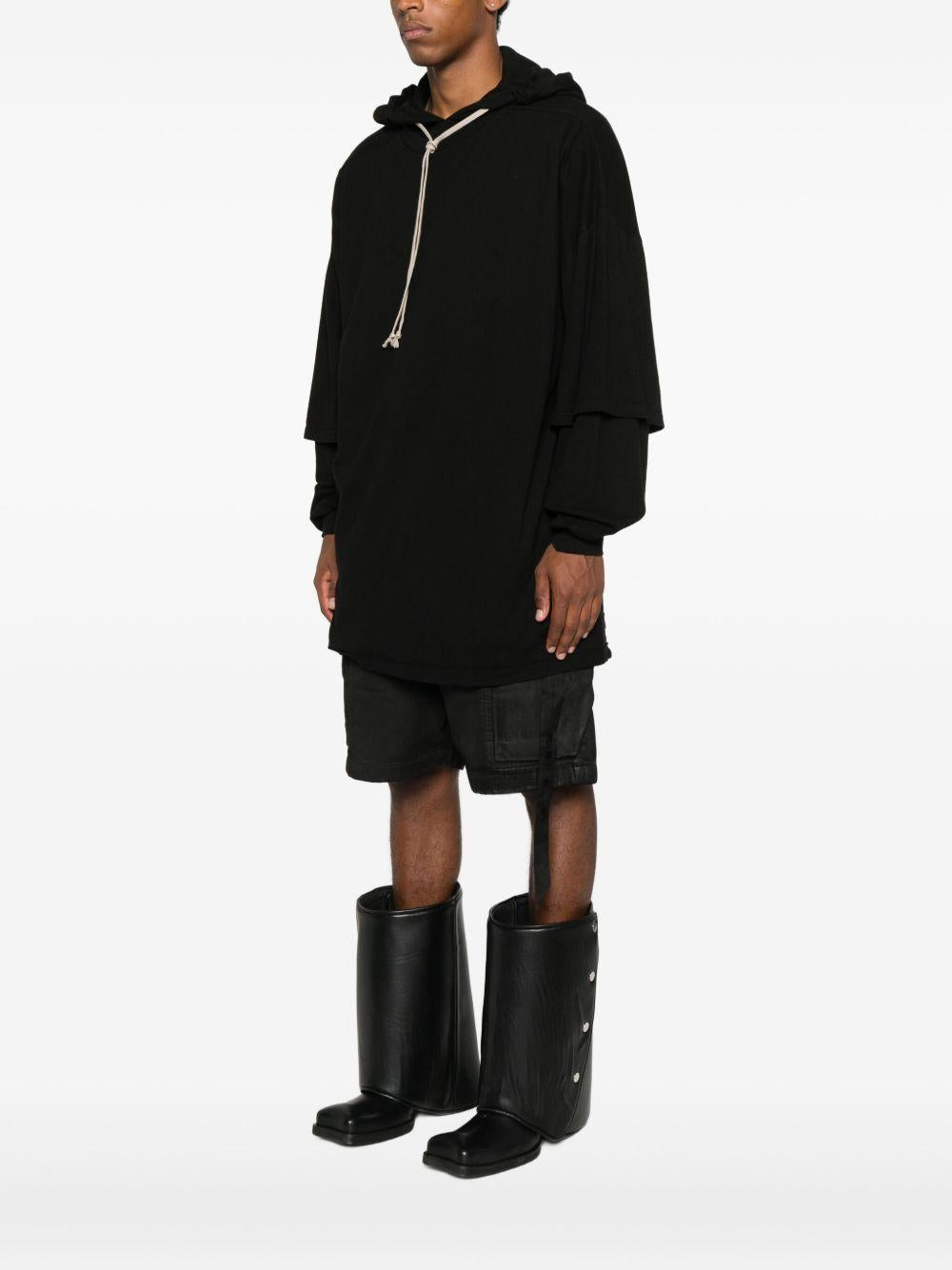 Felpa con coulisse a strati tommy in nero Rick owens drkshdw - uomo 