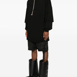 Felpa con coulisse a strati tommy in nero Rick owens drkshdw - uomo 