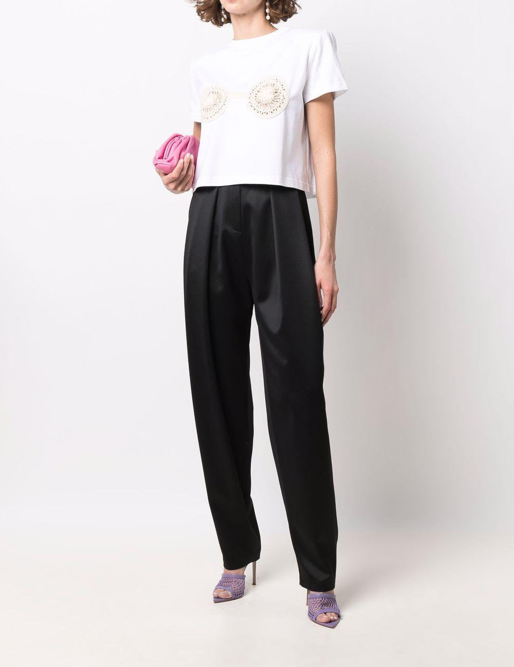 T-shirt con dettagli all'uncinetto in bianco - Magda butrym - donna 