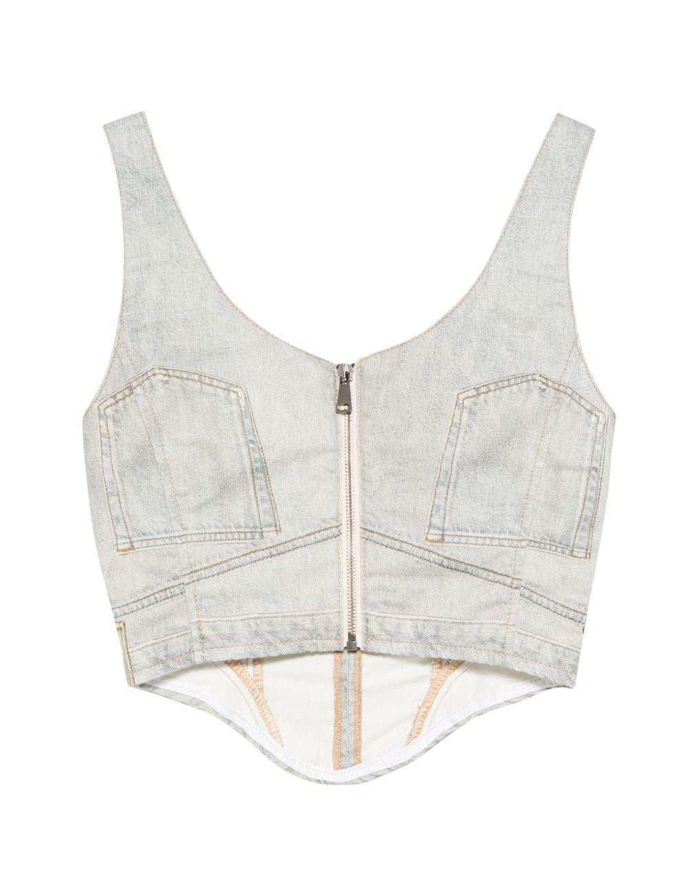 Top smanicato con scollo a V in blu Haikure - donna 