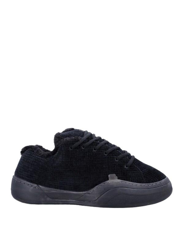 Sneakers in velluto a coste vamp in nero 