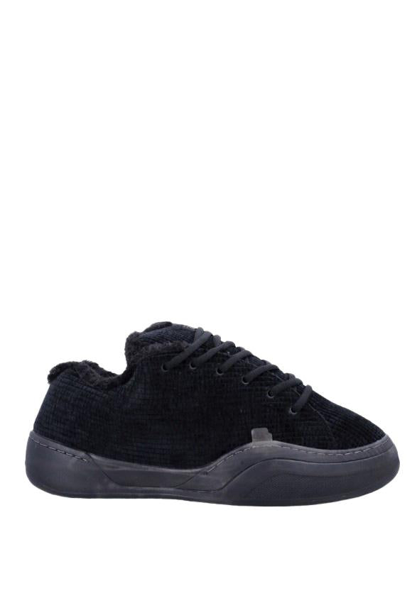 Sneakers in velluto a coste vamp in nero 