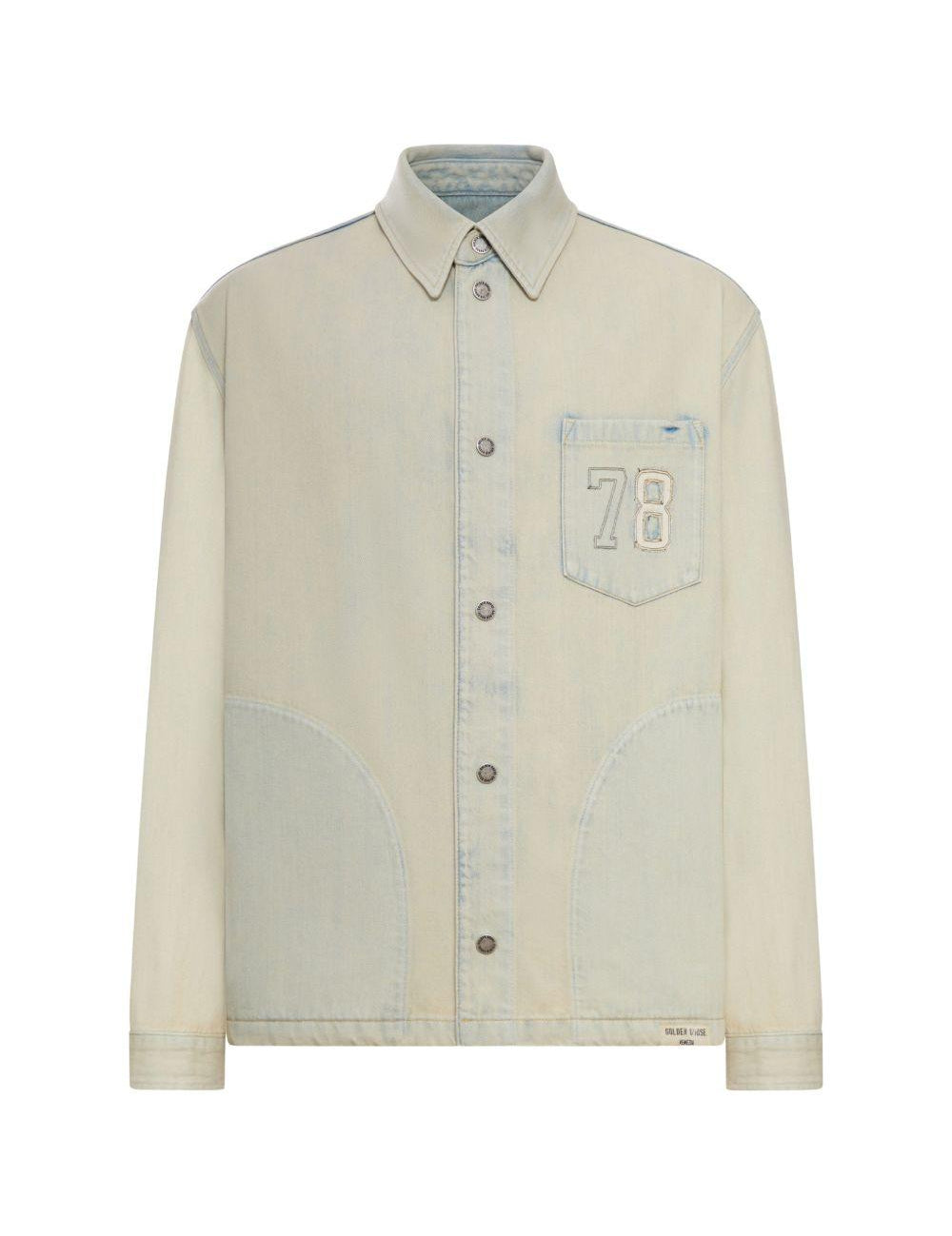 Camicia in denim a manche lunghe in celeste Golden goose - uomo 