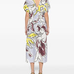 Abito midi con scollo a V in azzurro Tory Burch - donna 