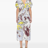 Abito midi con scollo a V in azzurro Tory Burch - donna 
