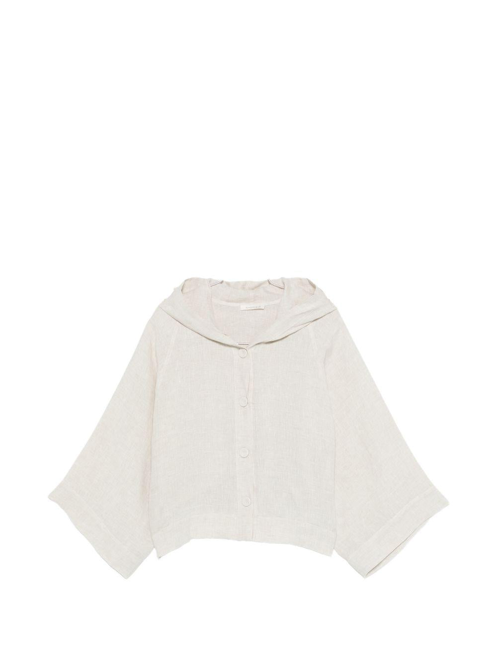 Giacca con cappuccio ricamato in avorio Maurizio - donna 