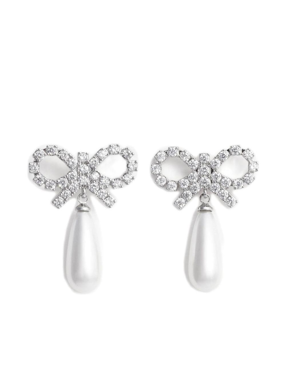 Orecchini con fiocco e perla in argento Self-portrait - donna 