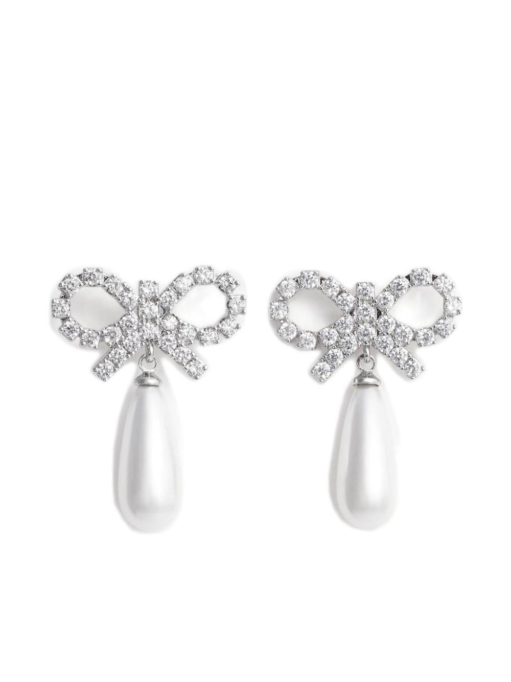 Orecchini con fiocco e perla in argento Self-portrait - donna 