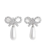 Orecchini con fiocco e perla in argento Self-portrait - donna 