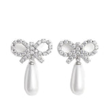 Orecchini con fiocco e perla in argento Self-portrait - donna 