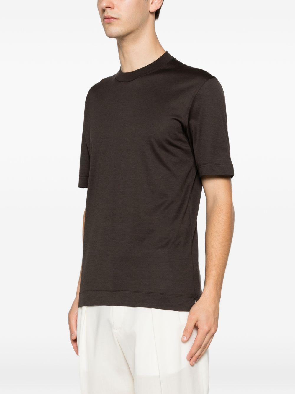 T-shirt a maniche corte con scollo rotondo in marrone Zegna - uomo 