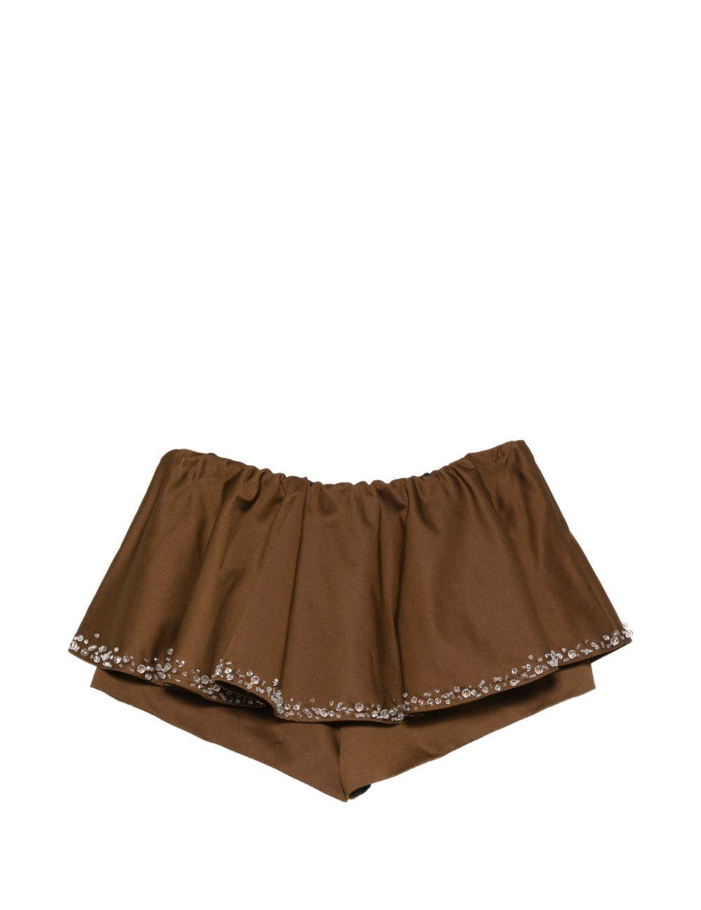 Shorts con volant in marrone giuseppe di morabito - donna 