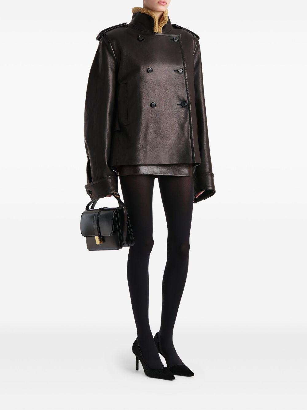 Giacca a collo alto in pelle dean in marrone Khaite - donna 