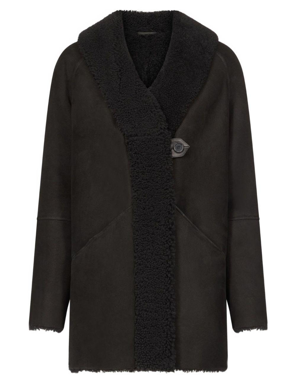Cappotto con cappuccio isak in nero Loulou de saison - donna 