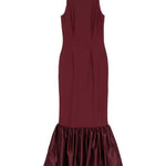 Abito lungo con volant in bordeaux Rotate holiday - donna 