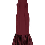 Abito lungo con volant in bordeaux Rotate holiday - donna 