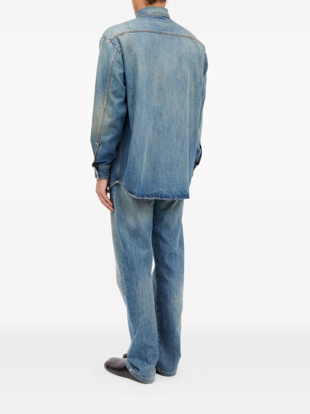 Camicia denim a maniche lunghe in blu Mm6 maison margiela - uomo 