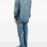 Camicia denim a maniche lunghe in blu Mm6 maison margiela - uomo 