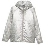 Piumino con cappuccio e zip in argento Laminar - uomo 