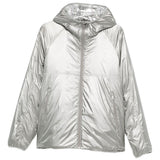 Piumino con cappuccio e zip in argento Laminar - uomo 