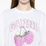 T-shirt con grafica al lampone in bianco Ganni - donna 