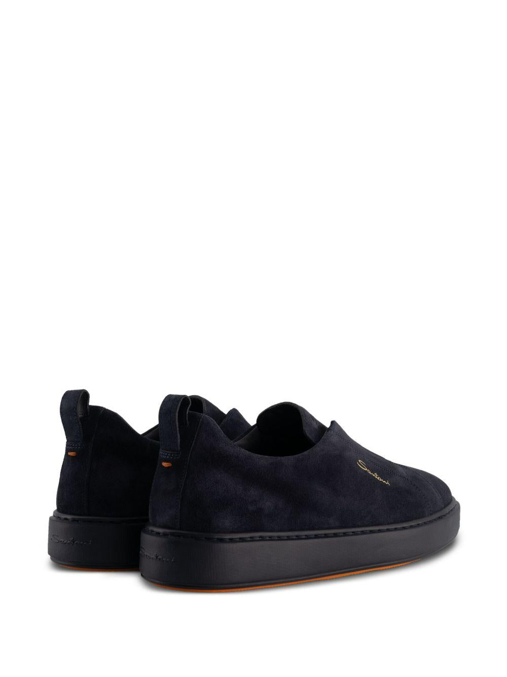 Sneakers senza lacci in suede in nero Santoni - uomo 