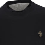 T-shirt con logo ricamato in nero Brunello cucinelli - uomo 