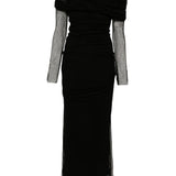 Abito midi con spalle scoperte in nero Christopher Esber - donna 