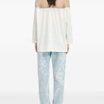 T-shirt a maniche lunghe con dettaglio trasparente in bianco Mm6 maison margiela - donna 