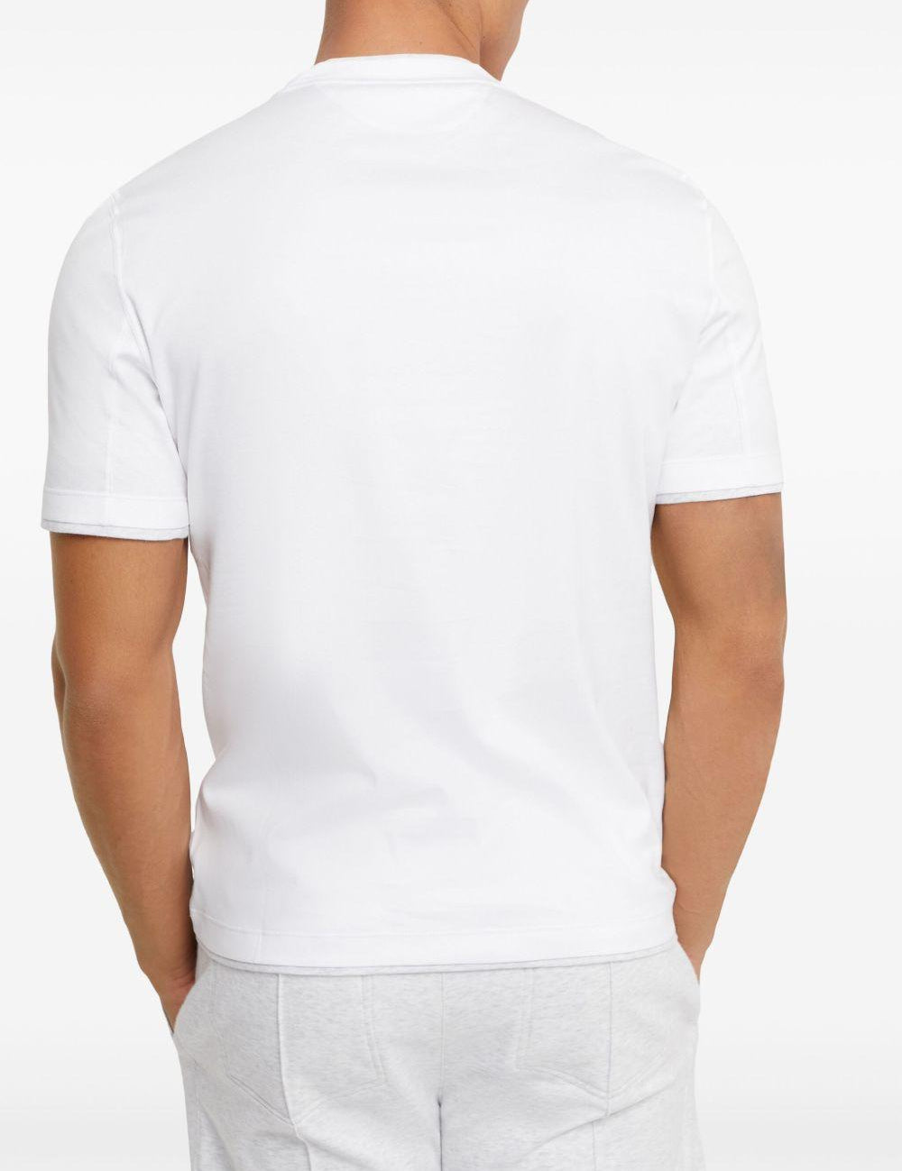 T-shirt a maniche corte in bianco Brunello cucinelli - uomo 