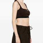 Top crop con logo in marrone Entire studios - donna 