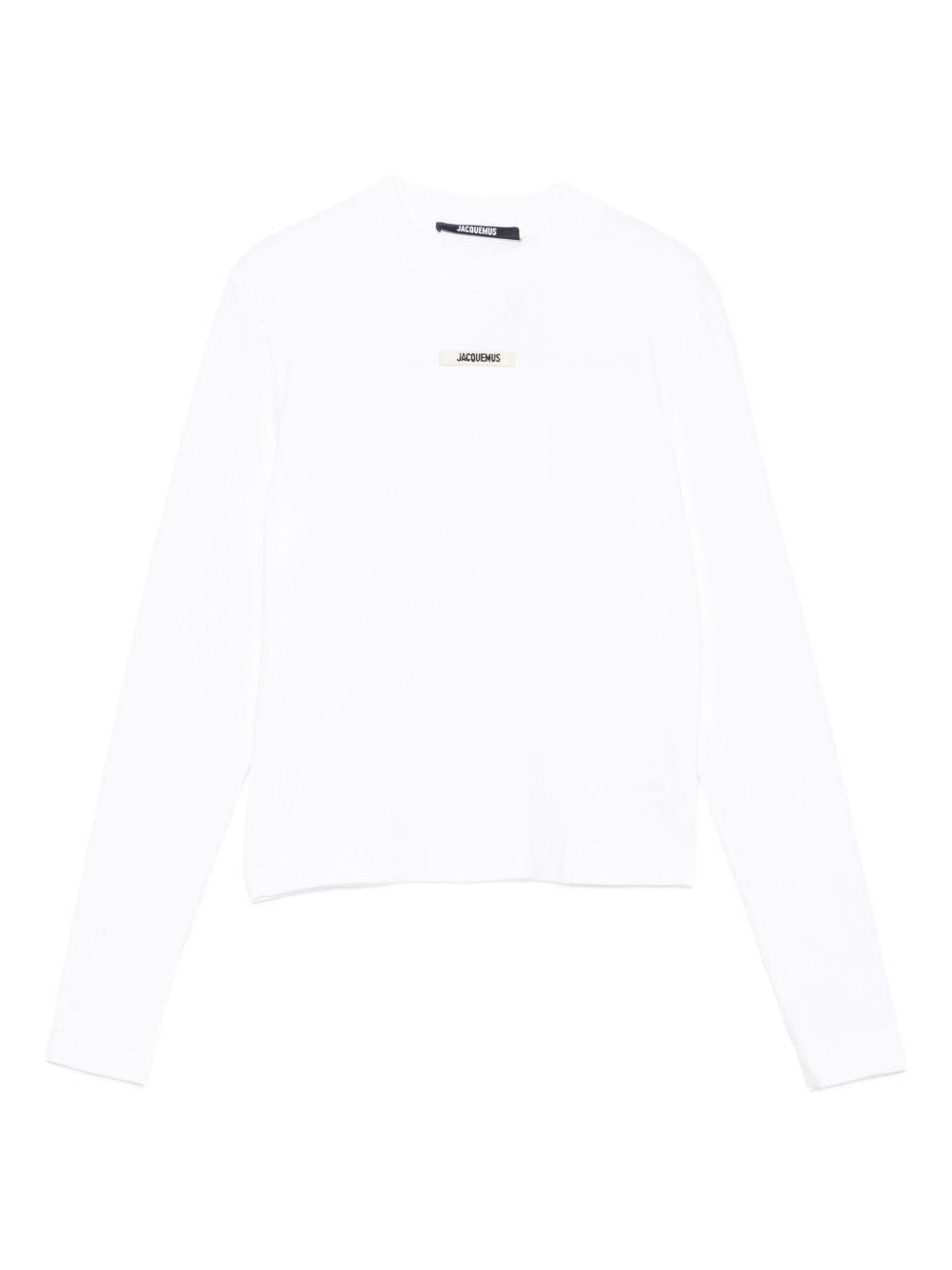 T-shirt a maniche lunghe le tshirt gros grain in bianco Jacquemus - donna 