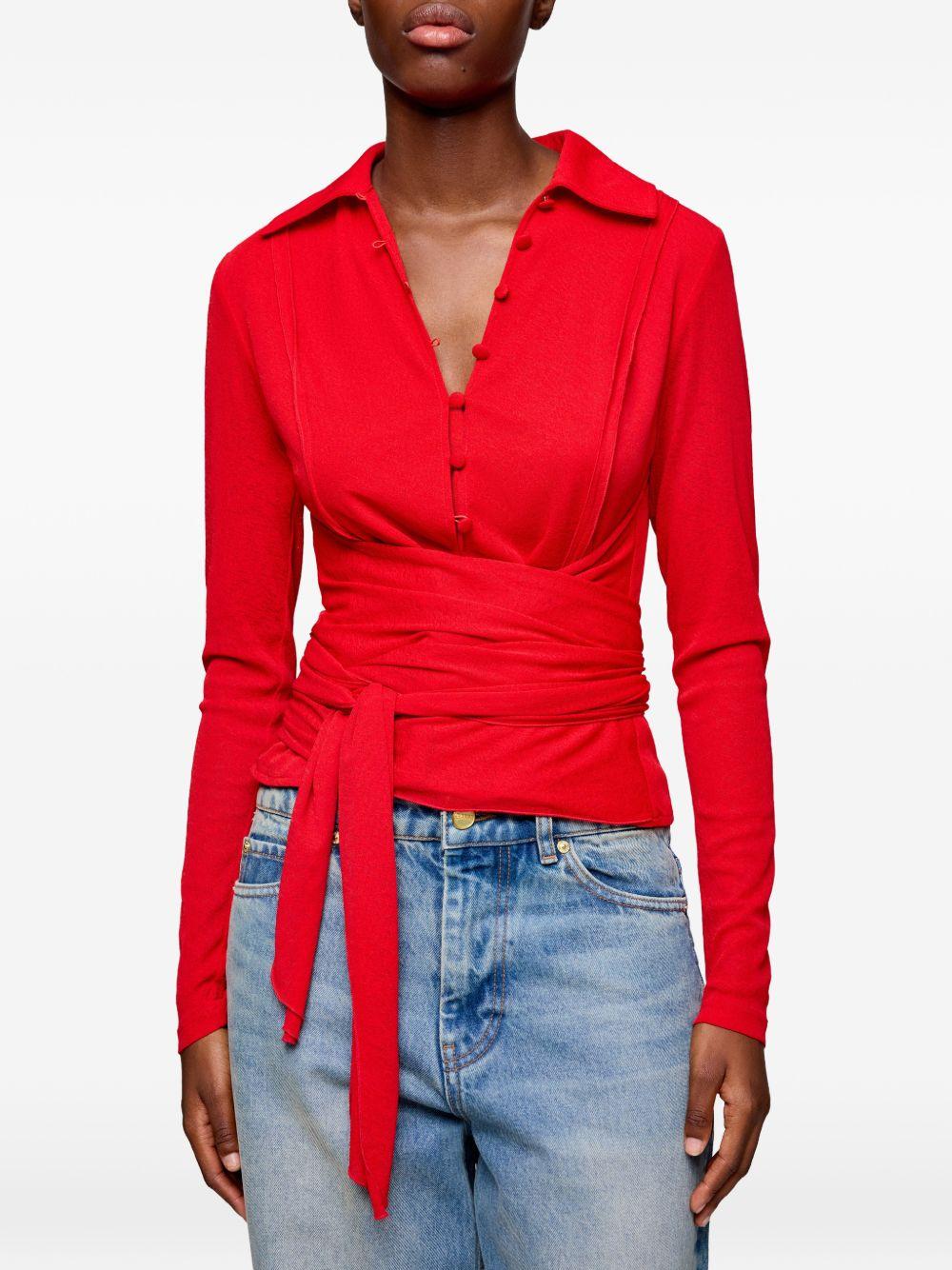 Camicia con nodo in rosso Ganni - donna 