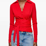 Camicia con nodo in rosso Ganni - donna 