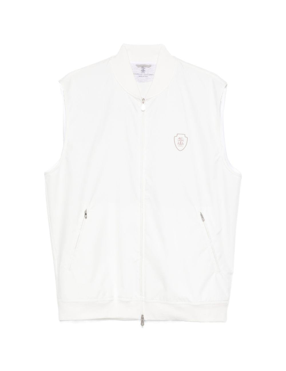 Gilet con dettaglio logo in bianco Brunello cucinelli - uomo 