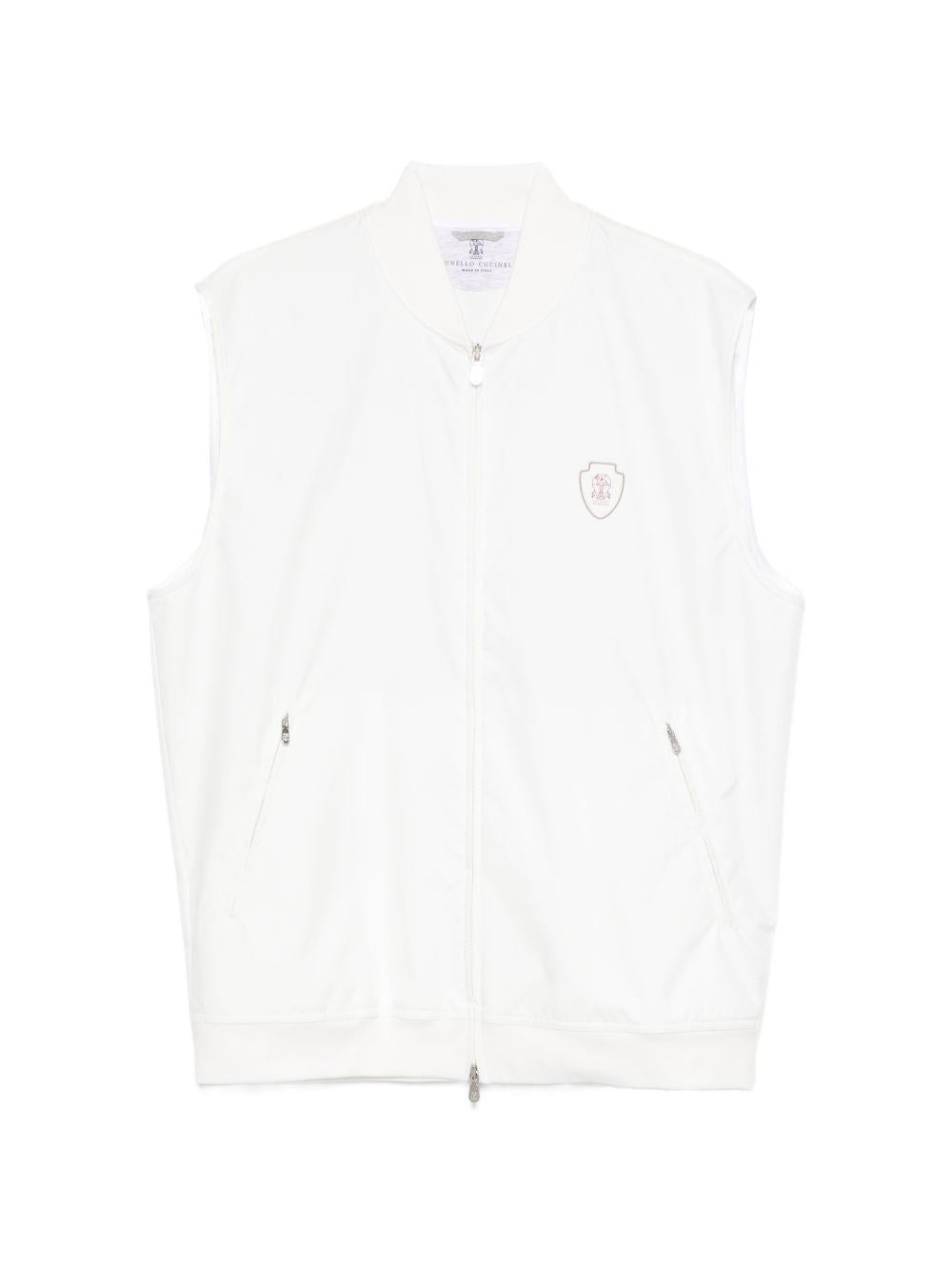 Gilet con dettaglio logo in bianco Brunello cucinelli - uomo 