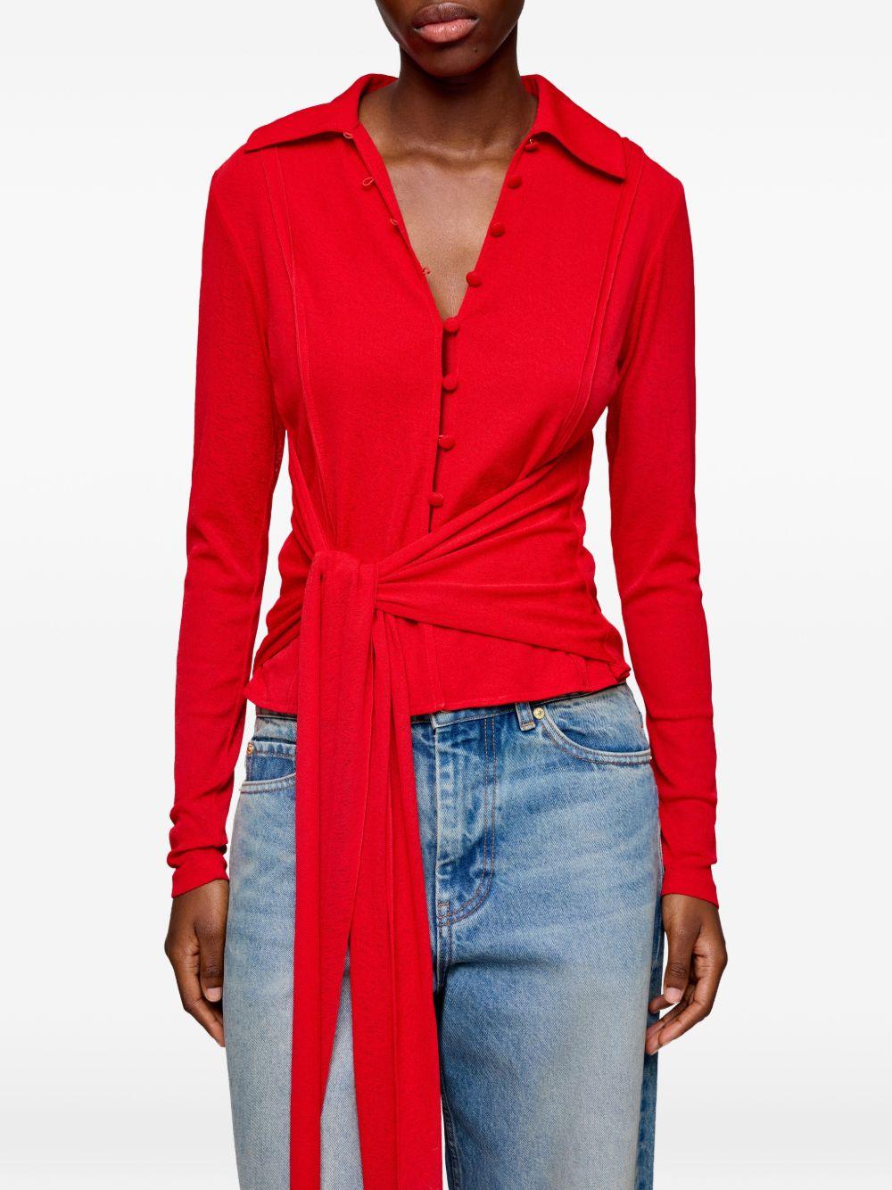 Camicia con nodo in rosso Ganni - donna 