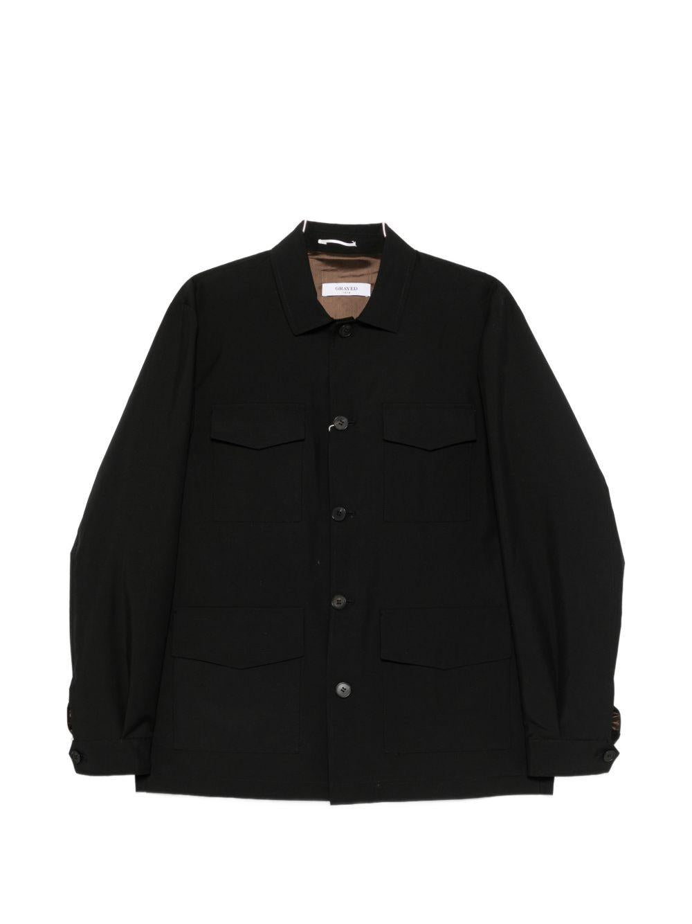 Giacca-camicia con bottoni in nero Grayed - uomo 