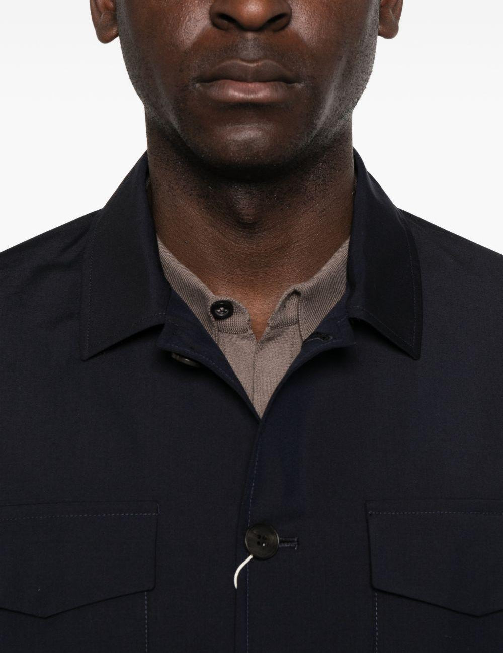 Giacca-camicia con bottoni in blu Grayed - uomo 