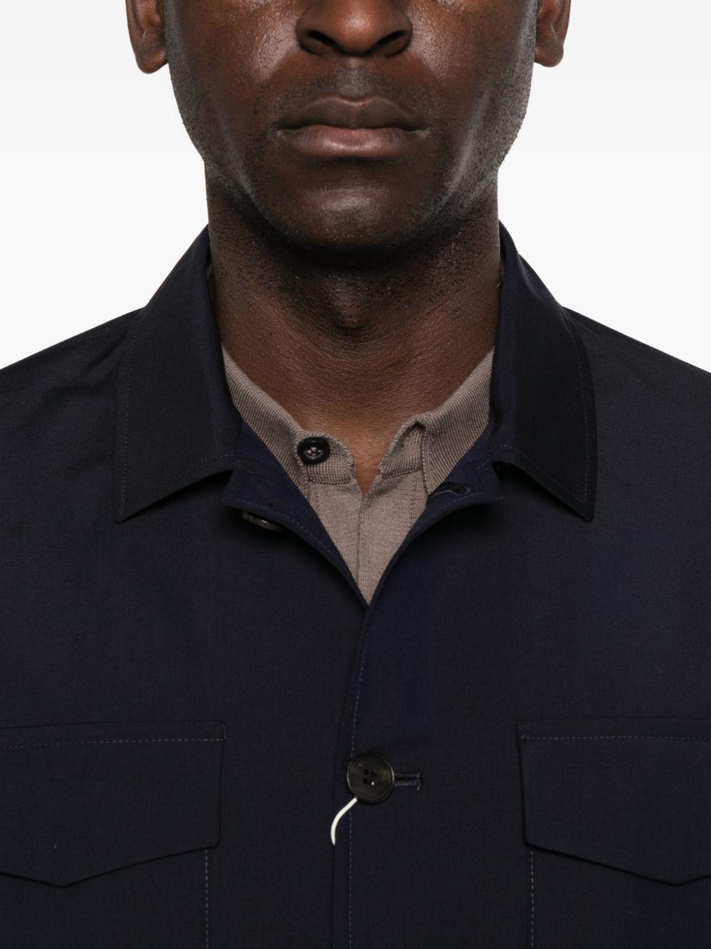 Giacca-camicia con bottoni in blu Grayed - uomo 