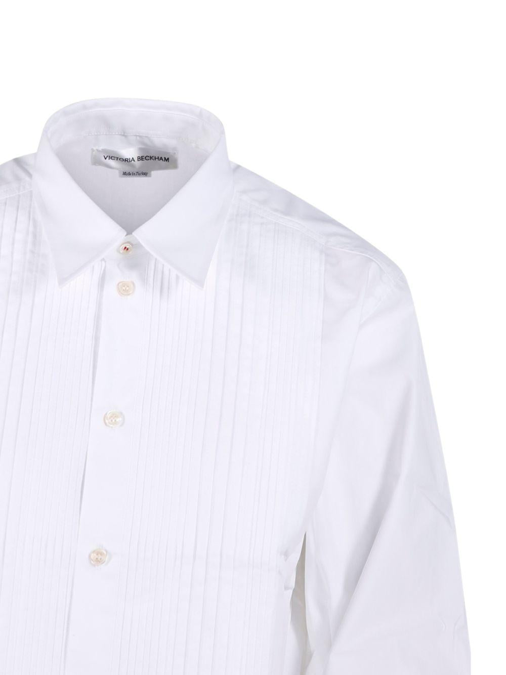 Camicia con collo plisse in bianco Victoria Beckham - donna 