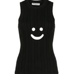Canotta a coste con motivo smiley in nero Melitta Baumeister - donna 