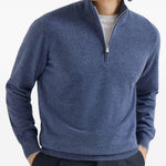 Maglione con mezza zip in blu Brunello cucinelli - uomo 