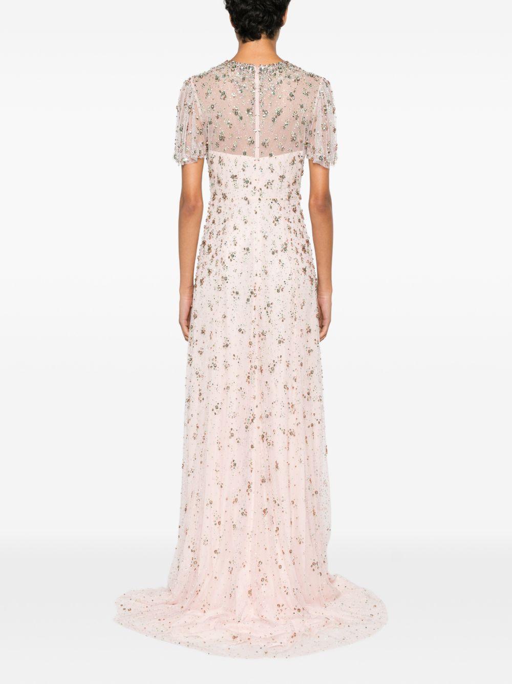 Abito lungo con perline e cristalli in rosa Jenny packham - donna 