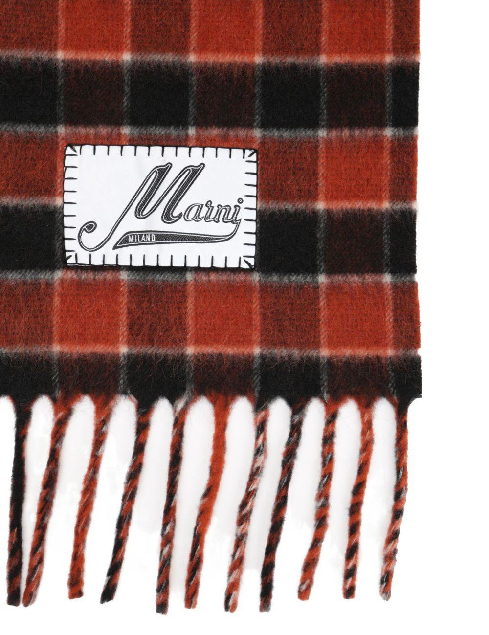 Sciarpa a quadri con in rosso e nero frange Marni - Unisex 