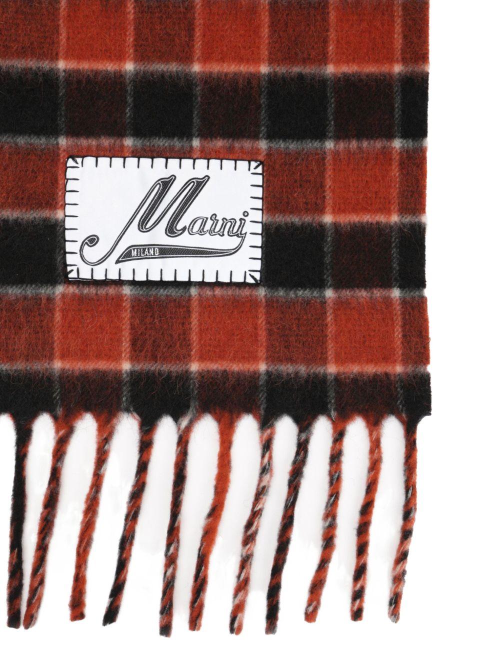 Sciarpa a quadri con in rosso e nero frange Marni - Unisex 