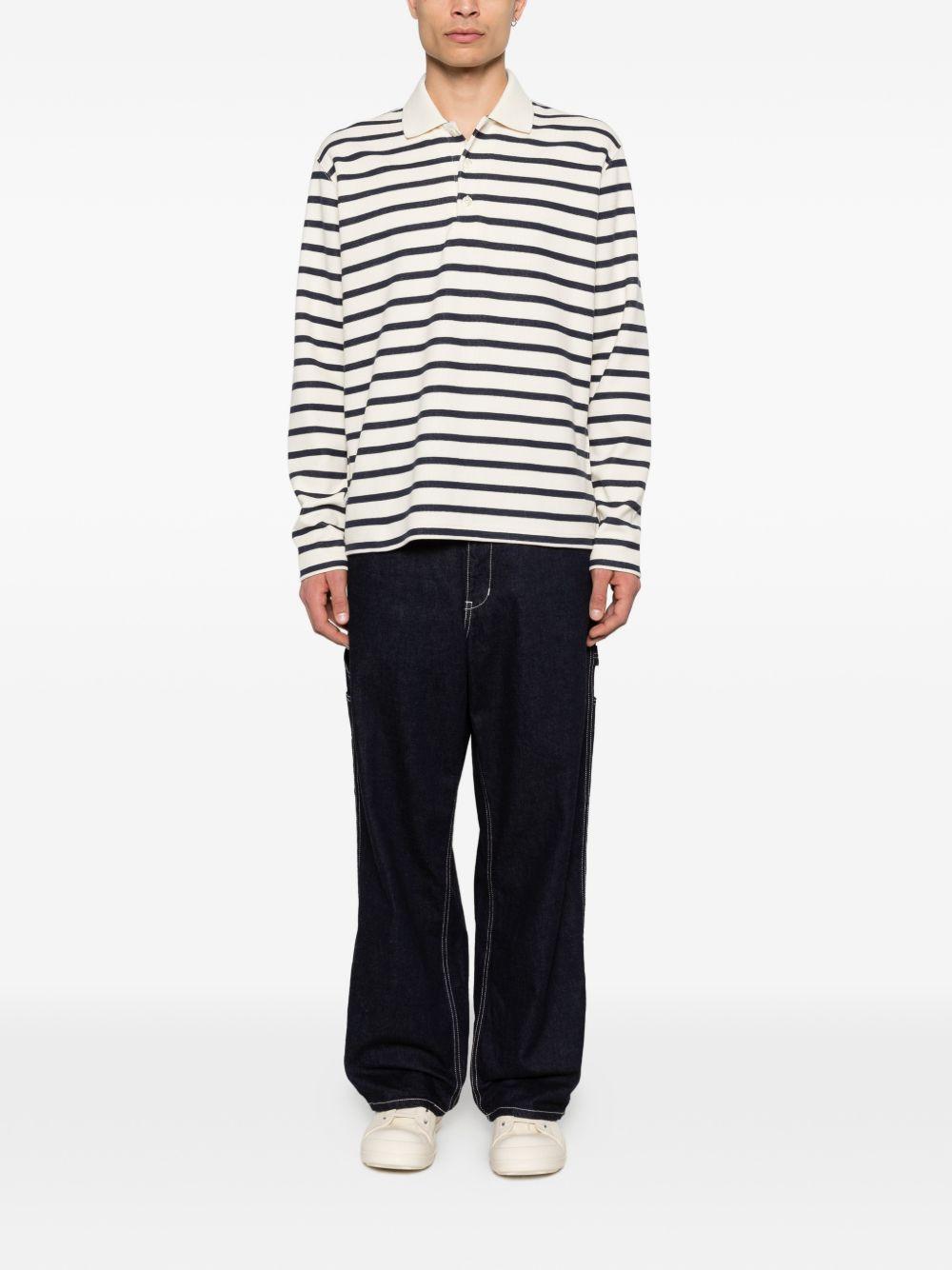 Polo a maniche lunghe a righe in bianco e blu Junya watanabe - uomo 