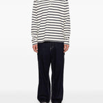 Polo a maniche lunghe a righe in bianco e blu Junya watanabe - uomo 