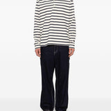 Polo a maniche lunghe a righe in bianco e blu Junya watanabe - uomo 