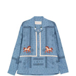 Camicia con motivo cavallo  in blu Baziszt - uomo 